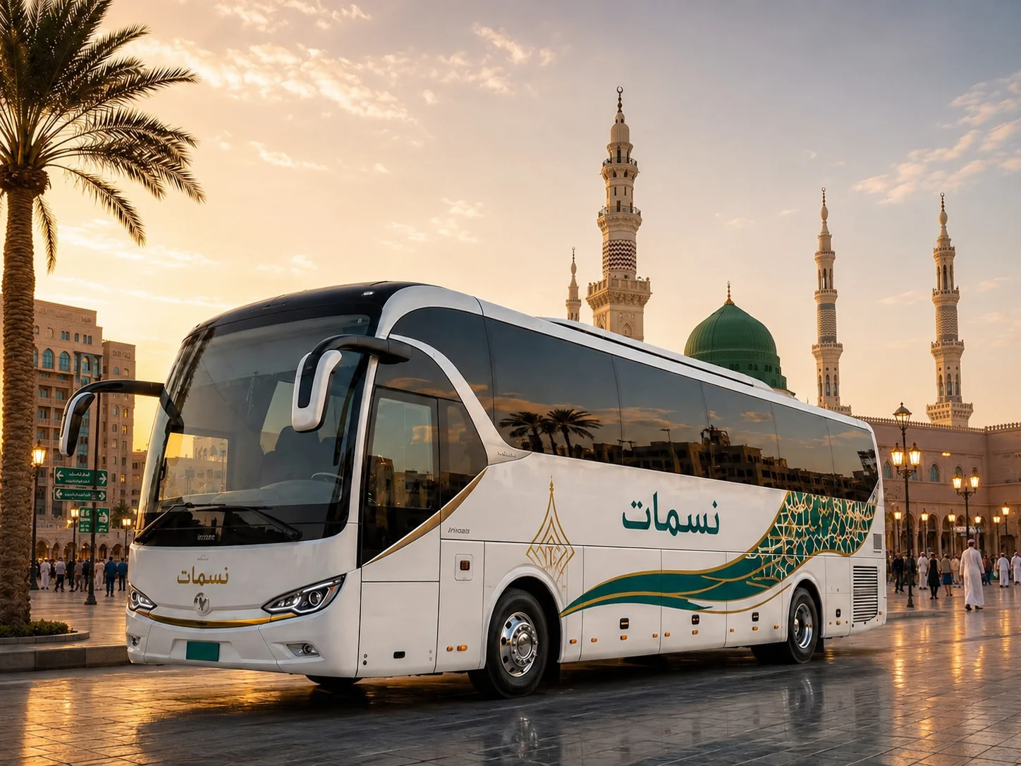 باص حديث ومكيف لرحلات من المدينة المنورة إلى الرياض